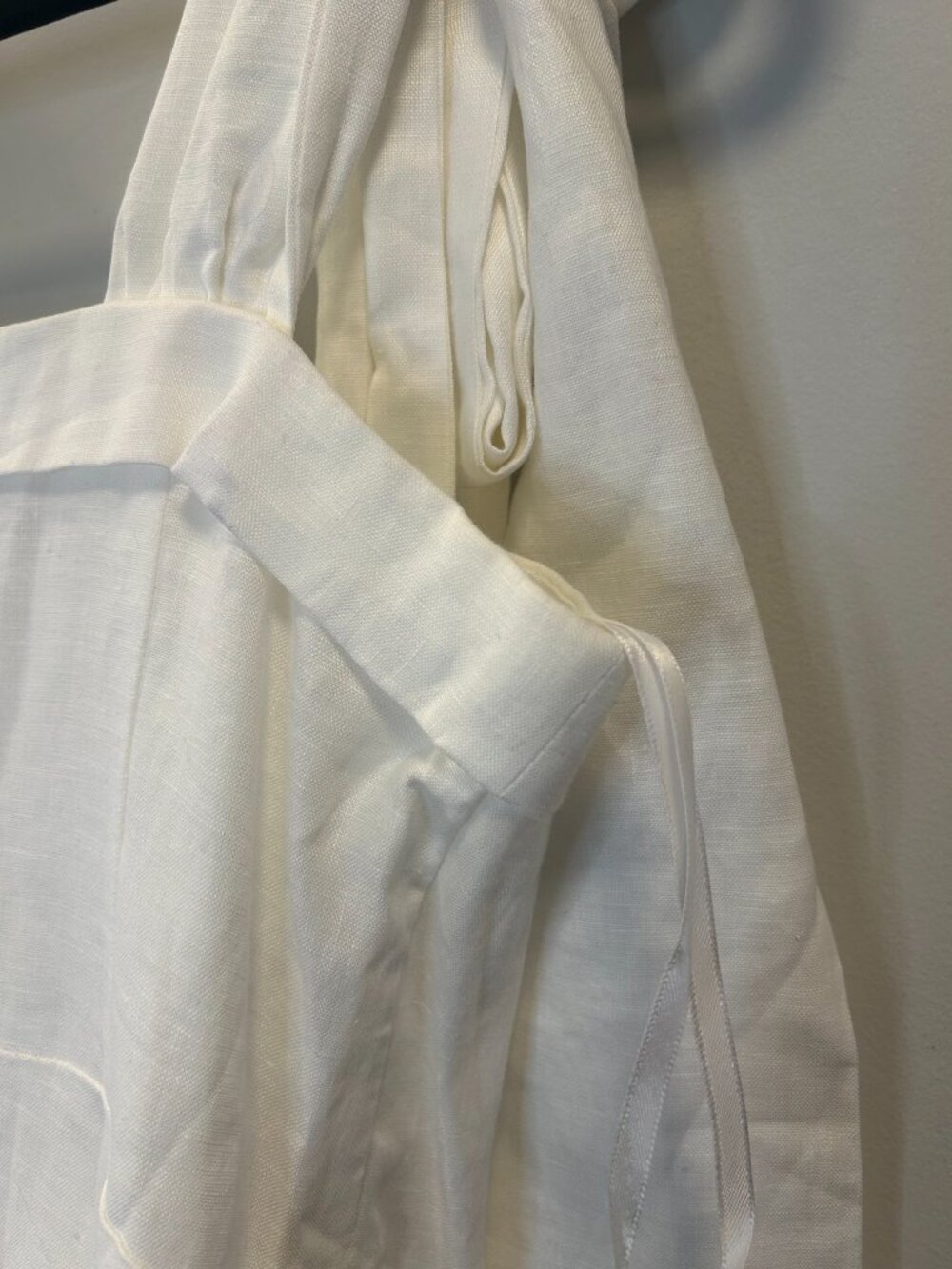Dissh Aisle Pearl Bow Linen Mini Short Tie Sleeveless Dress White Size 6 - Picture 5 of 7